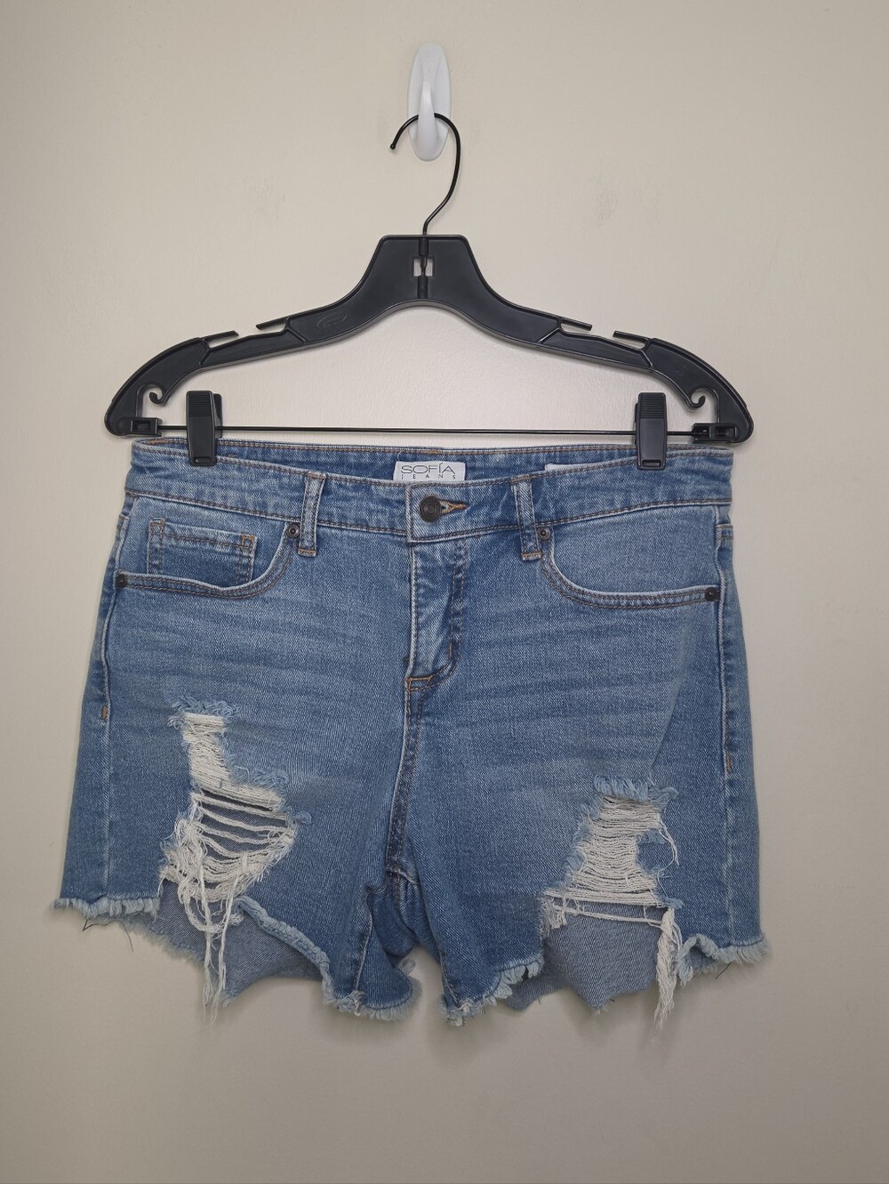 Women's Sofia Vergara Lila Distressed Denim Shorts Sz 4 - Picture 9 of 9